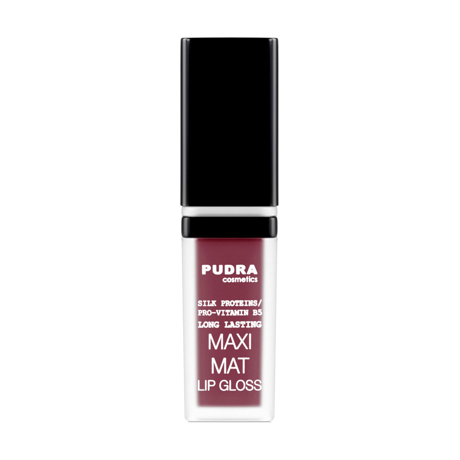 

Матовий блиск для губ Pudra Cosmetics Maxi Matt Long Lasting Lip Gloss з протеїнами шовку та провітаміном B5, 10, 7 мл