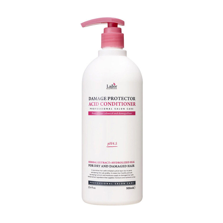 

Уцінка! Відновлювальний кондицiонер La'dor Damage Protector Acid Conditioner pH 4.5 для сухого та пошкодженого волосся, 900 мл