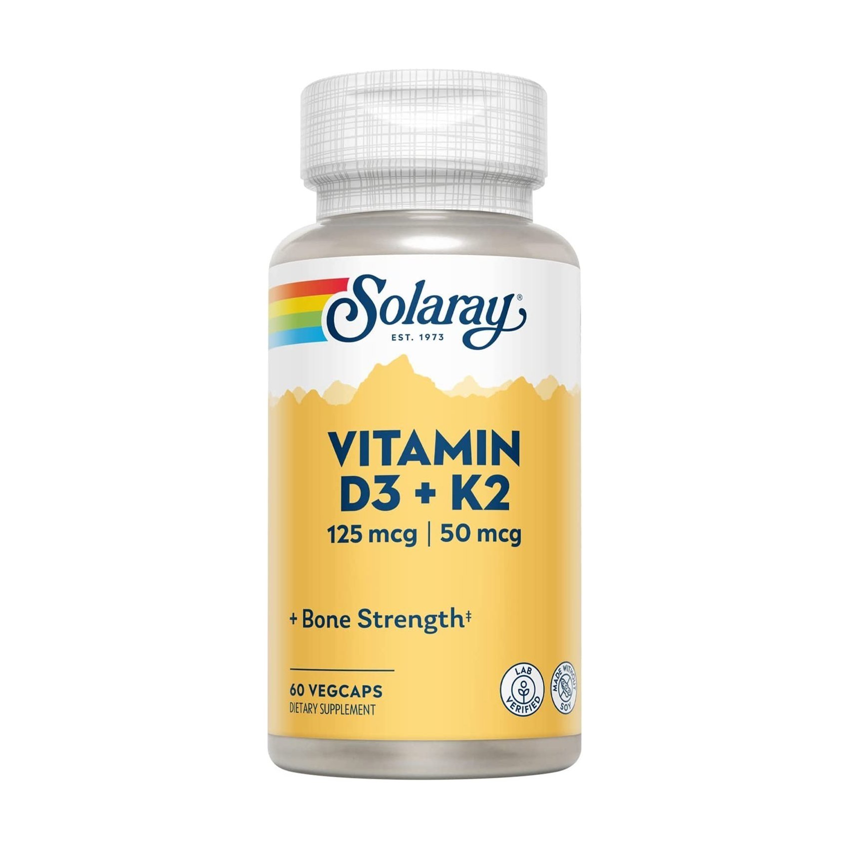 

Вітаміни Д3 та К2 Solaray Vitamin D3 125 мкг и 50 мкг без сої, 60 капсул