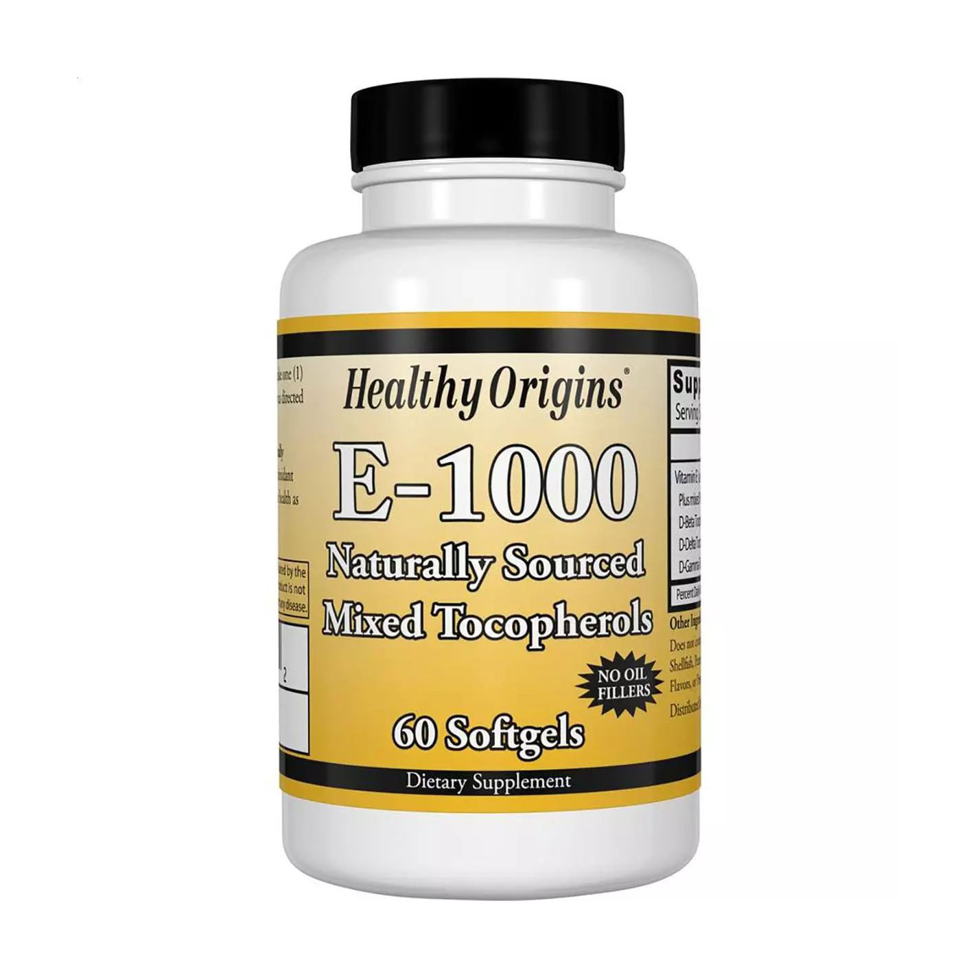

Вітамін E Healthy Origins Vitamin Е, 1000 МО, 60 желатинових капсул