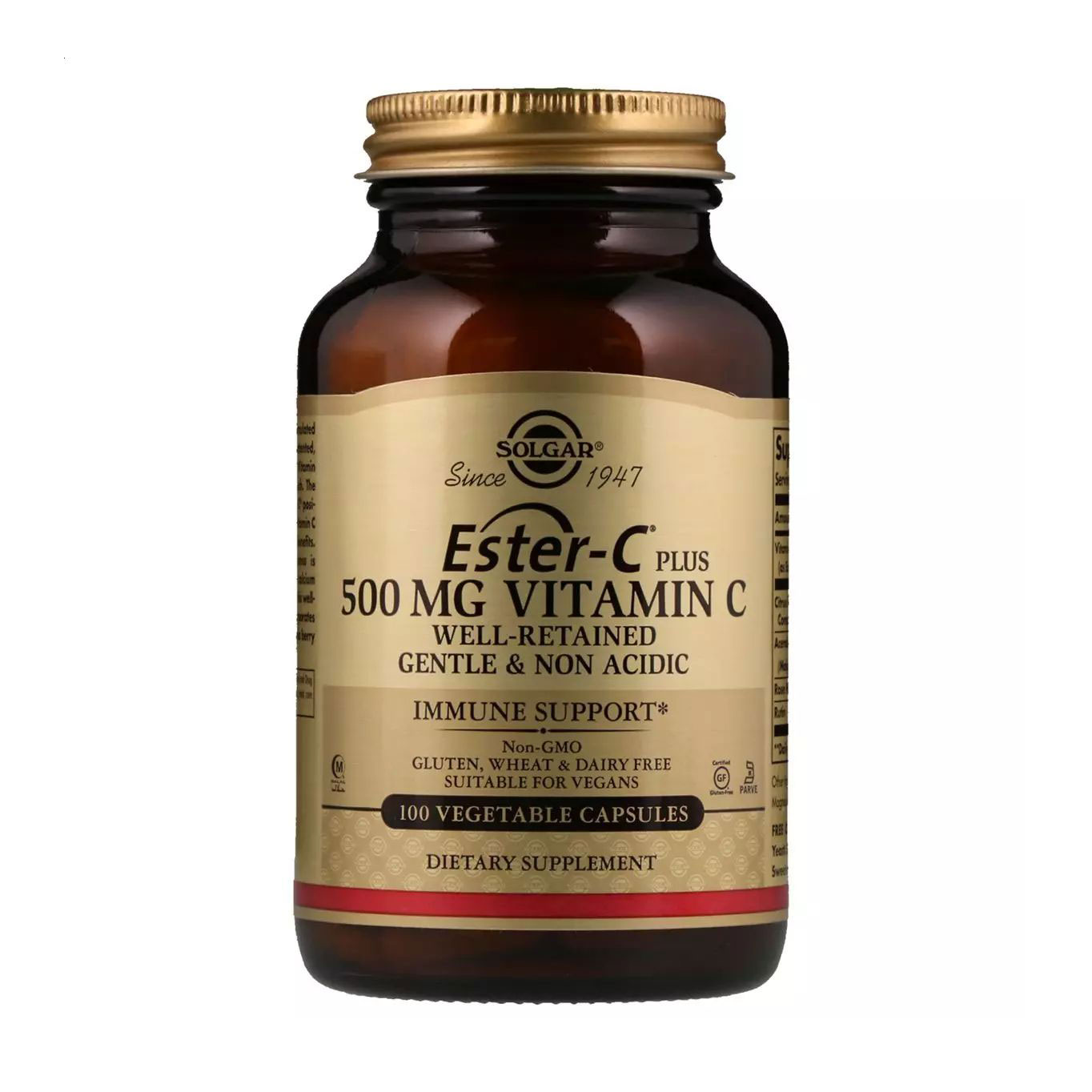 

Вітамін С Solgar Ester-C Plus Vitamin C 500 мг, 100 желатинових капсул