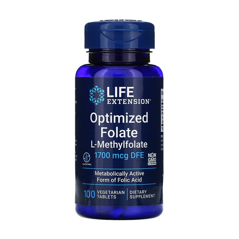 

Оптимізований фолат Life Extension Optimized Folate 1700 мкг, 100 таблеток