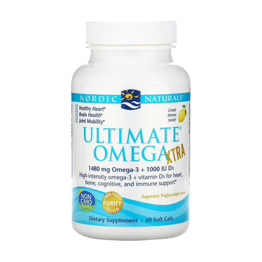 

Риб'ячий жир Nordic Naturals Ultimate Omega Xtra Lemon 1480 мг, зі смаком лимона, 60 капсул