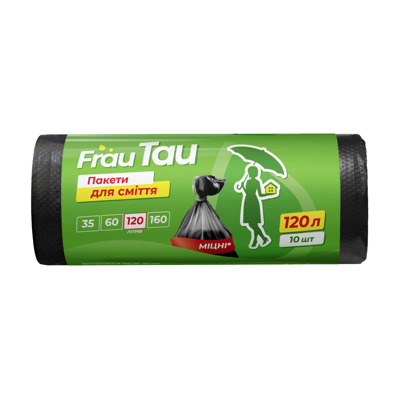 

Пакети для сміття Frau Tau чорні 120 л, 10 шт