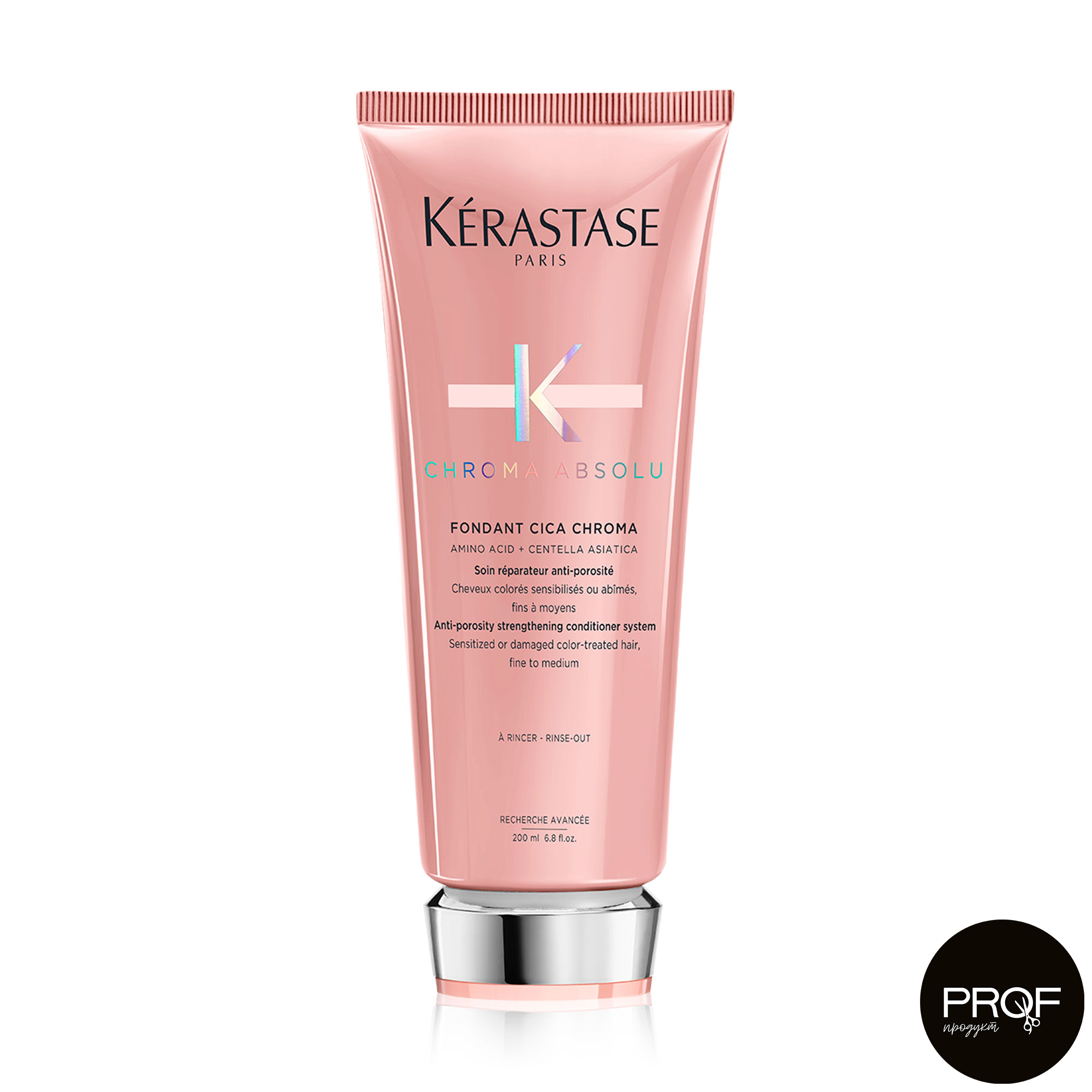 

Уцінка! Кондиціонер Kerastase Chroma Absolu Fondant Cica Chroma для зміцнення пористого фарбованого чутливого й пошкодженого волосся, 200 мл