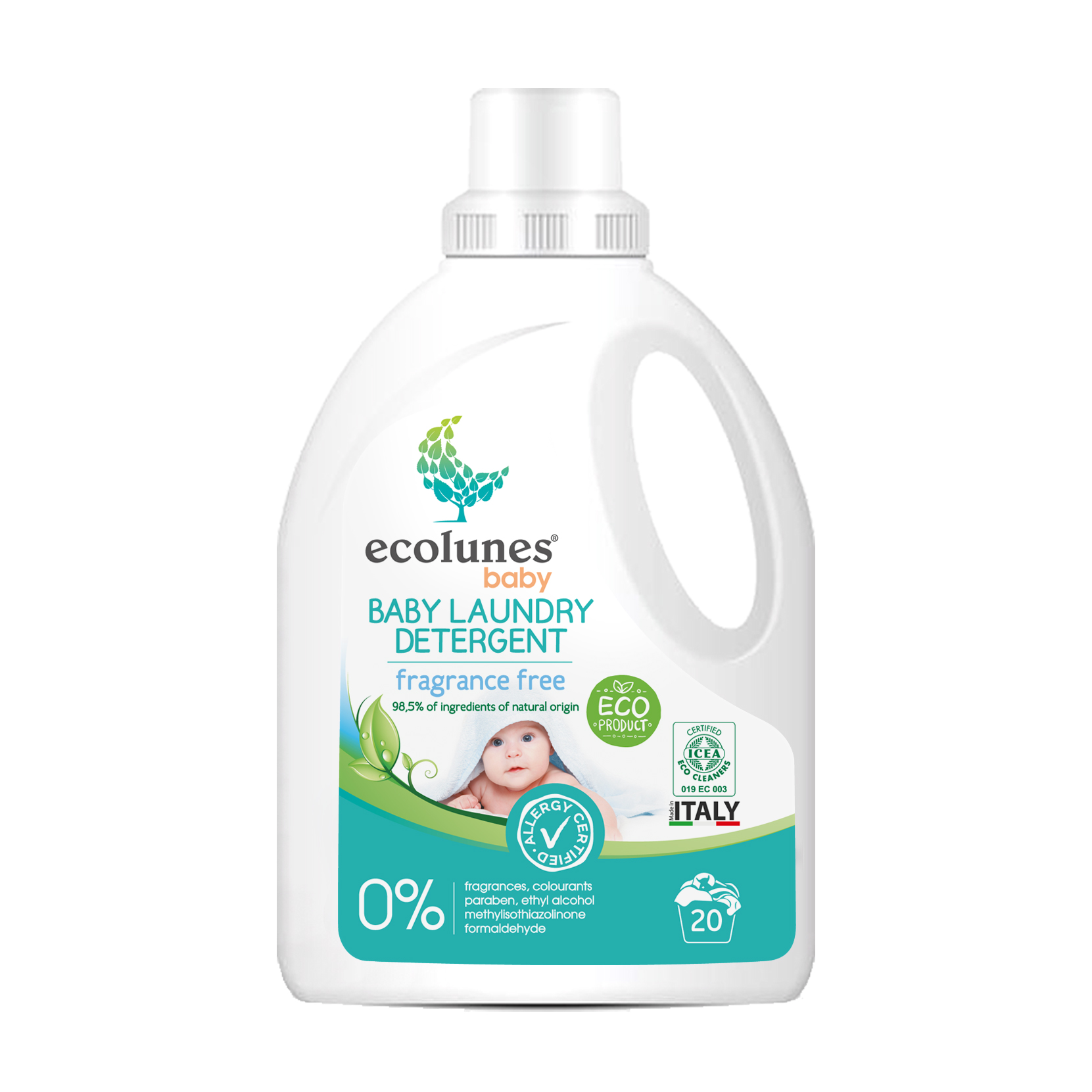 

Уцінка! Органічний гель для прання дитячих речей Ecolunes, 20 циклів прання, 1 л