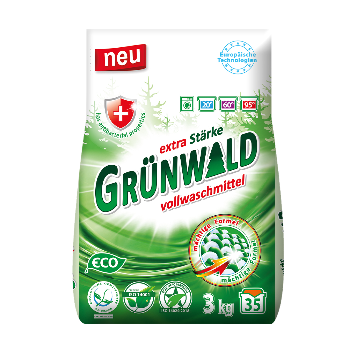 

Пральний порошок Grunwald Гірська свіжість, універсальний, 35 циклів прання, 3 кг