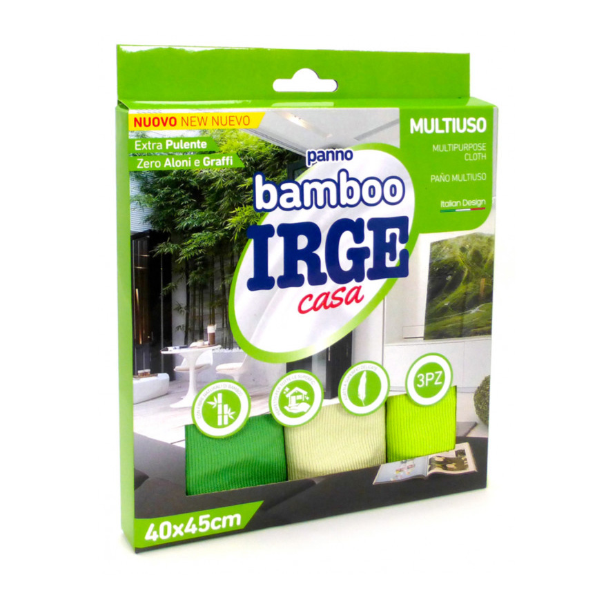 

Універсальна серветка для прибирання Irge Бамбук, зелена, салатова, бежева, з мікрофібри, 40*45 см, 3 шт
