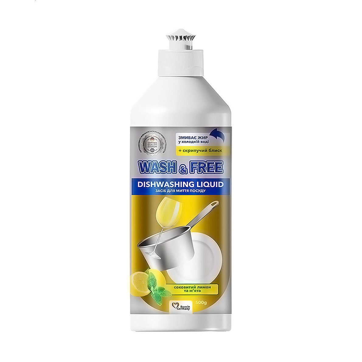 

Засіб для миття посуду Wash & Free Лимон та м'ята, 500 г