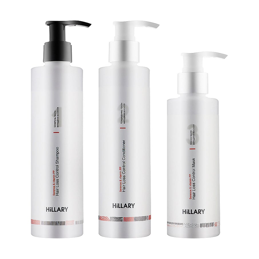 

Набір Hillary Serenoa Vitamin РР Hair Loss Control Комплекс проти випадіння волосся (шампунь, 250 мл + кондиціонер, 250 мл + маска, 200 мл)