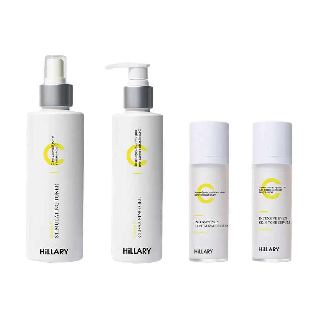 

Набір Hillary Vitamin C Intensive Care для обличчя (сироватка, 30 мл + крем-флюїд, 30 мл + тонік, 200 мл + гель, 150 мл)