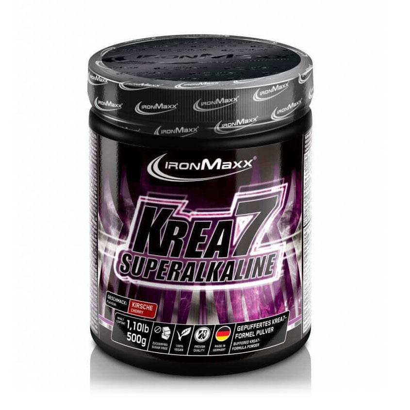 

Креатин IronMaxx Krea7 Superalkaline Powder Вишня, в порошку, 500 г