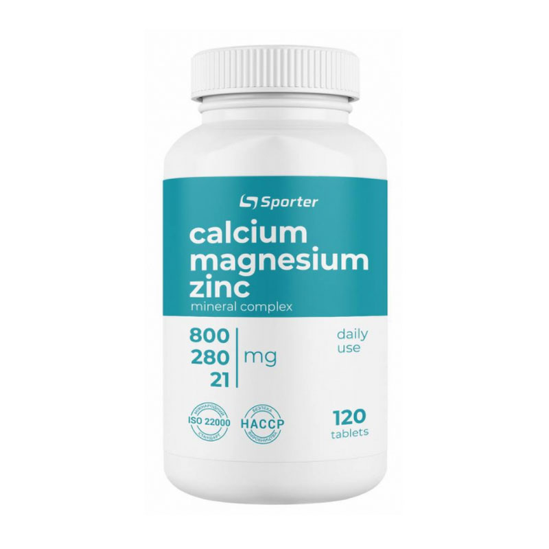 

Кальцій, магній, цинк Sporter Calcium Magnesium Zinc 800/280/21 мг, 120 шт
