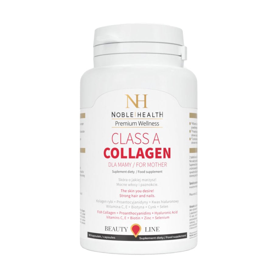 

Комплекс для догляду за волоссям, шкірою та нігтями Noble Health Premium Wellnes Class A Collagen для мам, 90 капсул