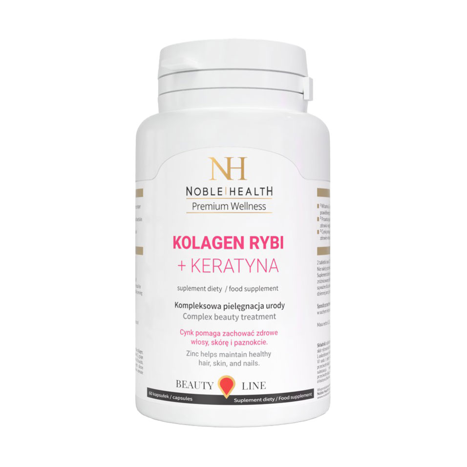 

Уцінка! Комплекс для догляду за волоссям, шкірою та нігтями Noble Health Collagen + Ceratin Колаген + кератин, 60 капсул