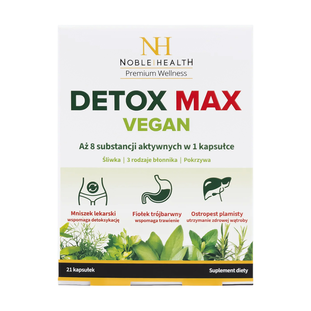 

Уцінка! Детокс організму Noble Health Detox Max Vegan, 21 капсула