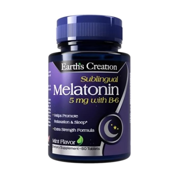

Мелатонін з сублінгвальним B6 Earth's Creation Melatonin Sublingual B6, 5 мг, 60 таблеток