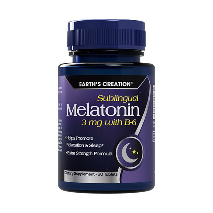 

Мелатонін з сублінгвальним B6 Earth's Creation Melatonin Sublingual B6, 3 мг, 60 таблеток