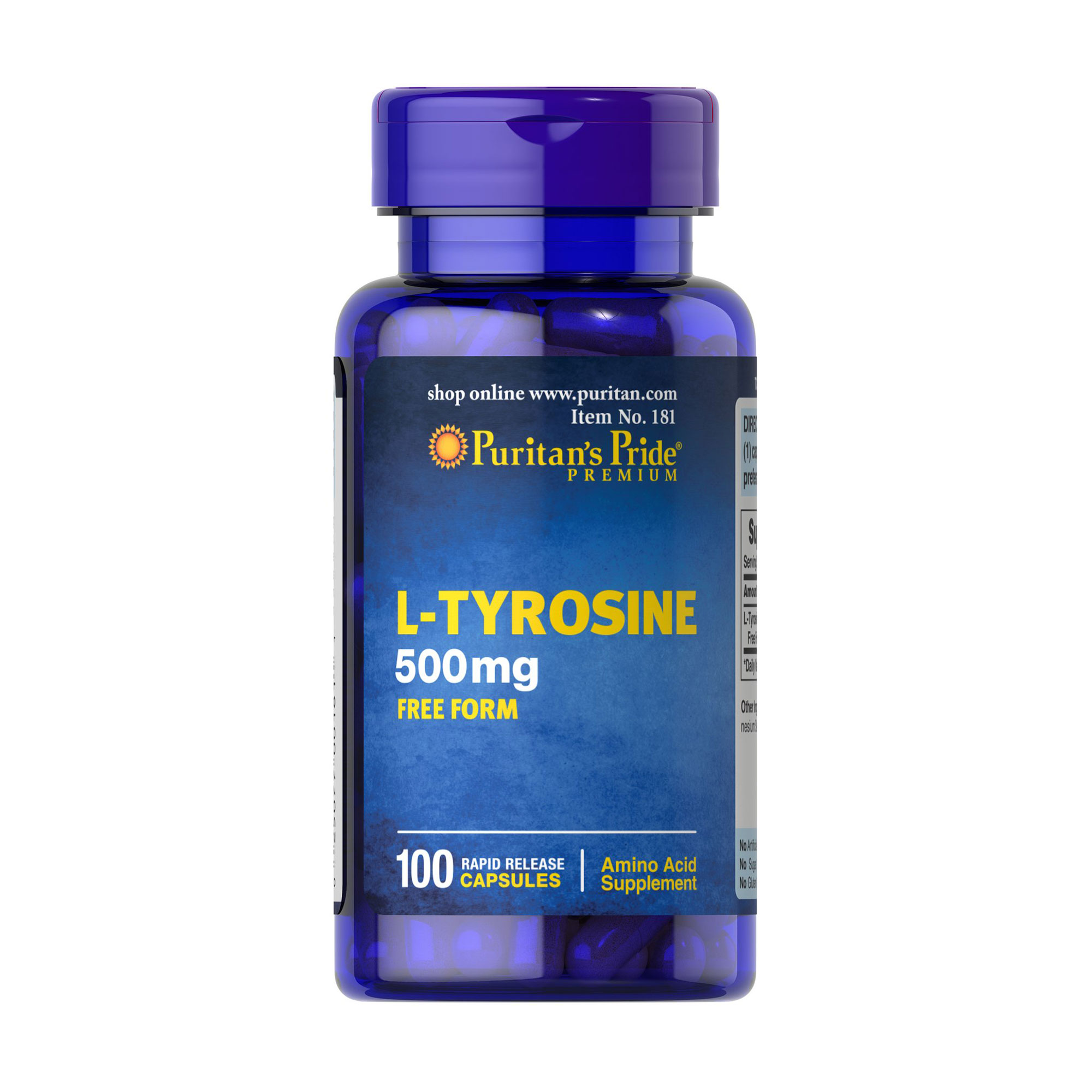 

L-тирозин Puritan's Pride L-Tyrosine 500 мг, 100 капсул