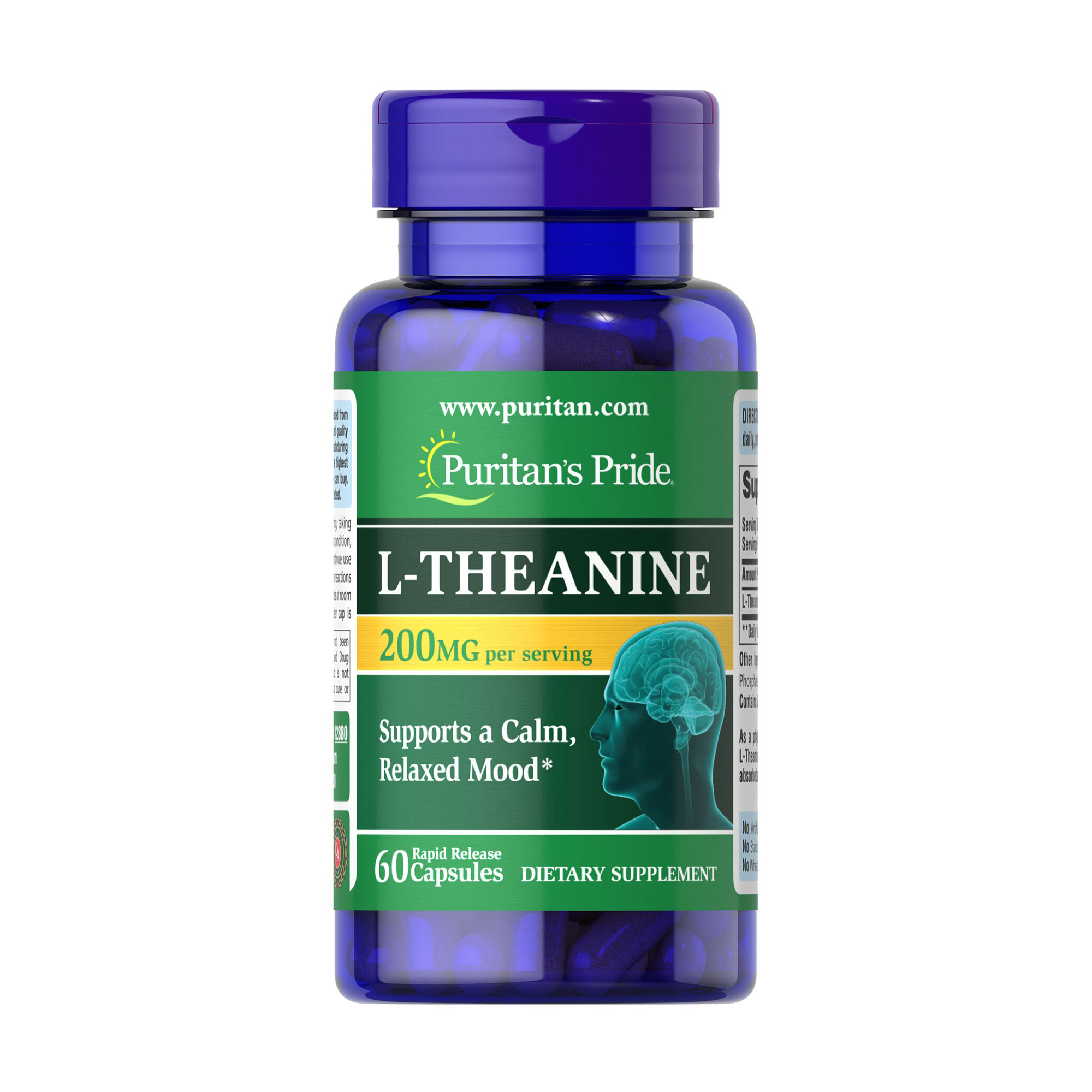 

L-теанін Puritan's Pride L-Theanine 200 мг, 60 капсул