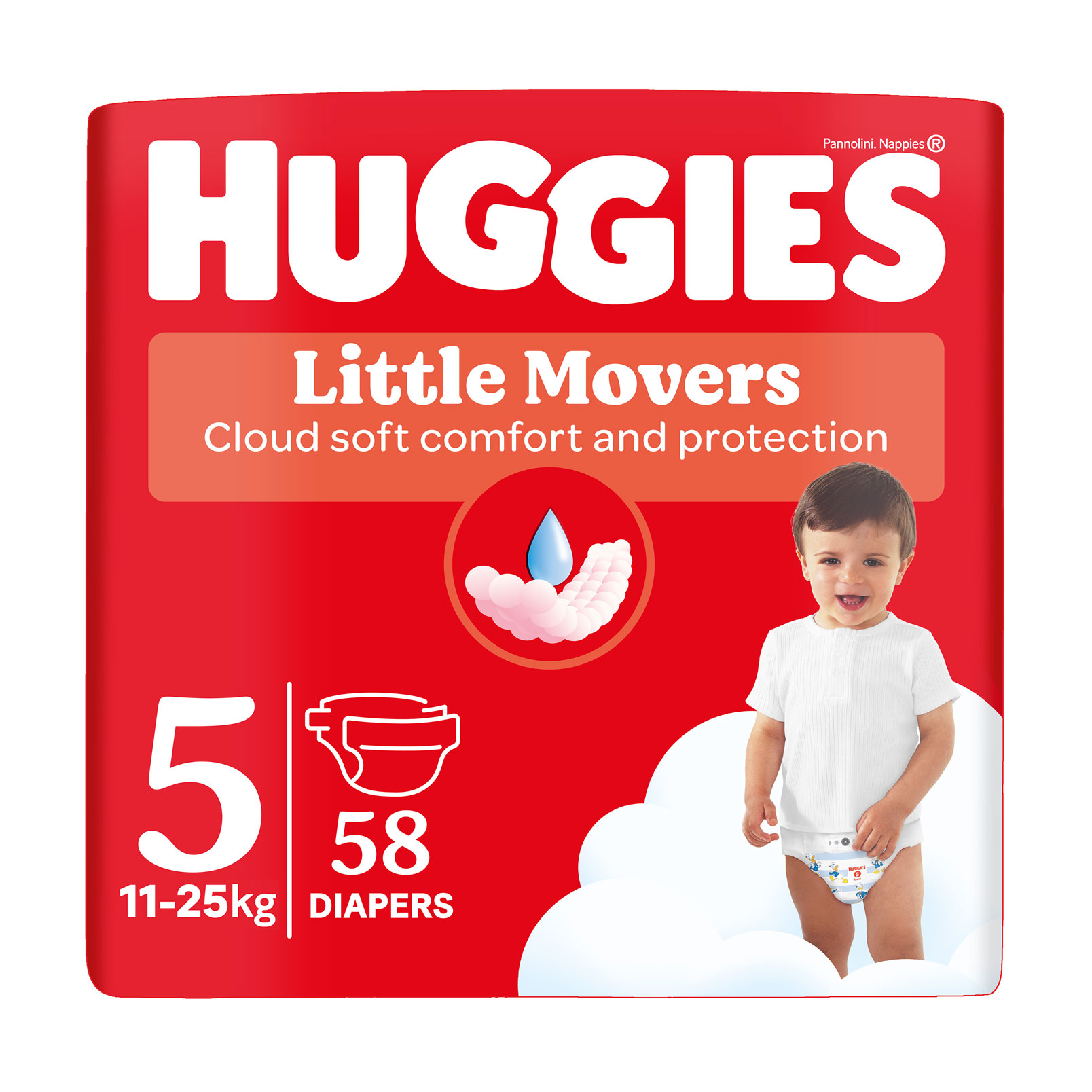 

Підгузки Huggies Little Movers Mega розмір 5 (11-25 кг), 58 шт