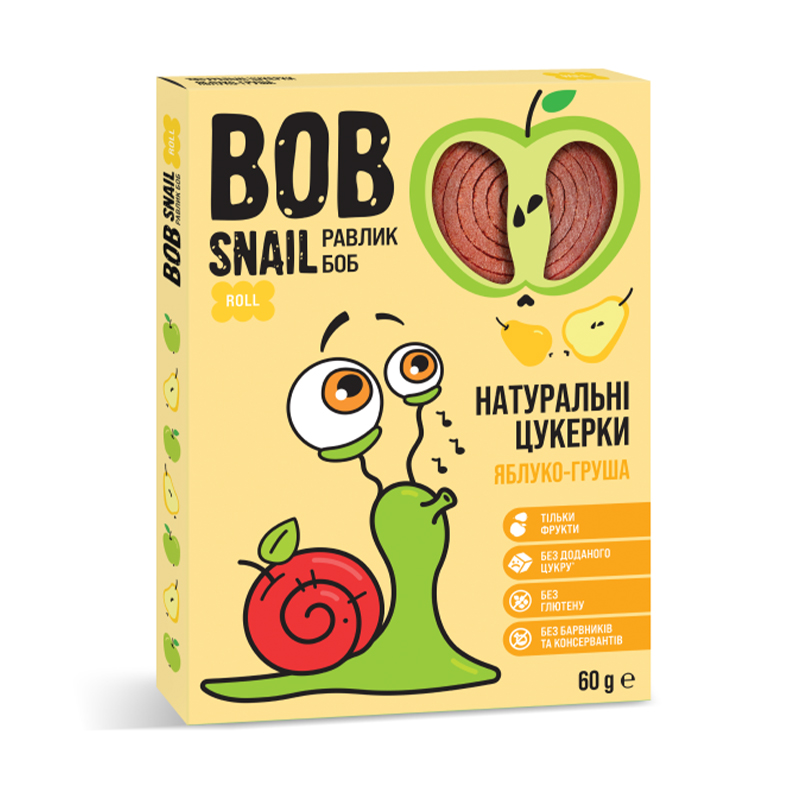 

Натуральні цукерки Bob Snail Яблуко-груша, 60 г