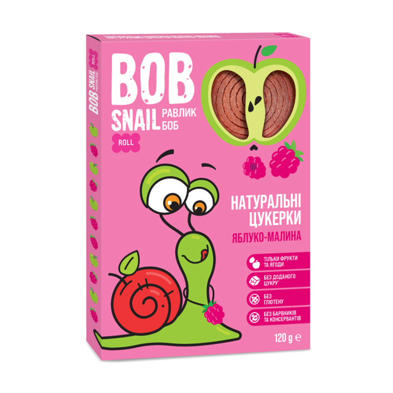 

Натуральні цукерки Bob Snail Яблуко-малина, 120 г