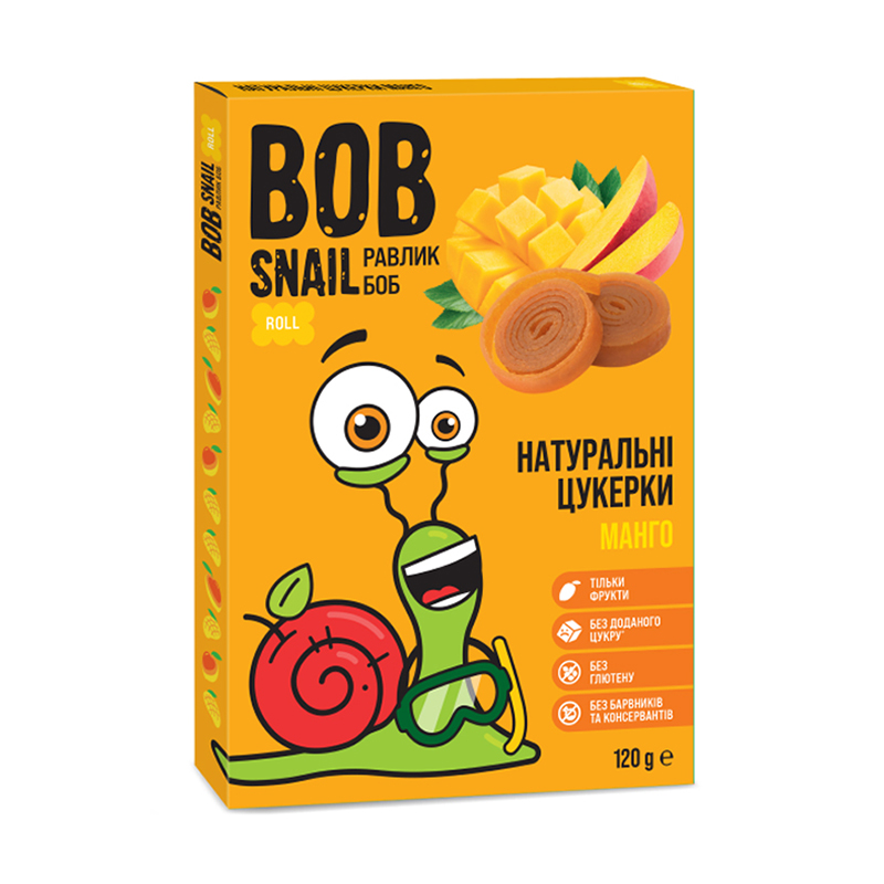 

Натуральні цукерки Bob Snail Манго, 120 г