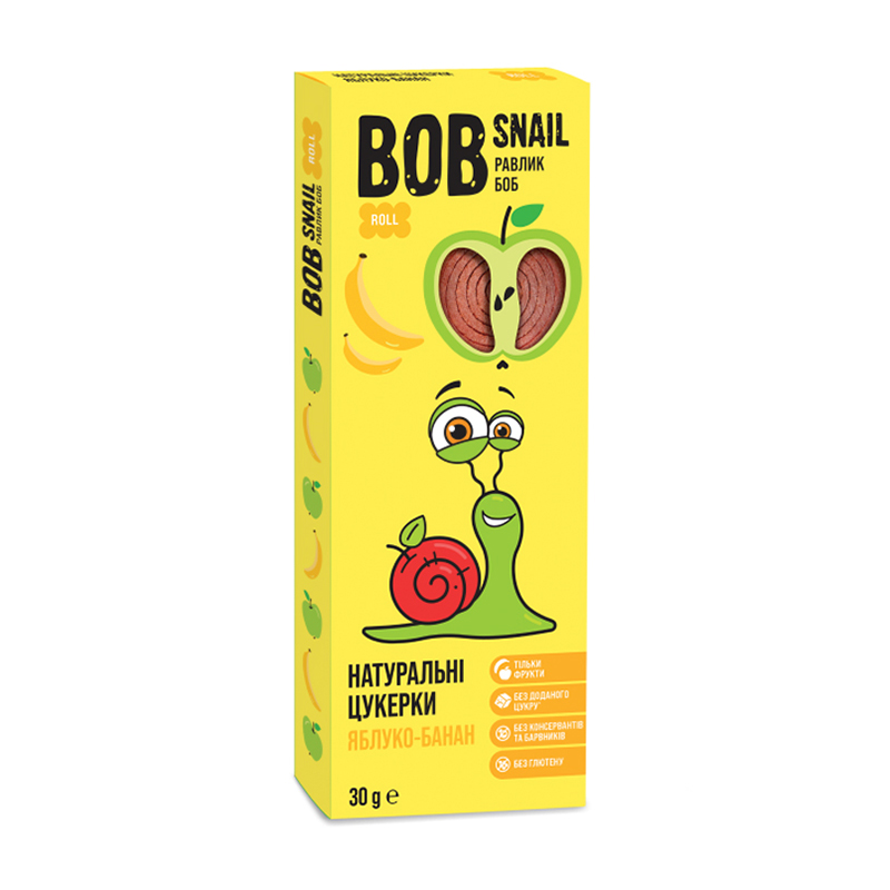 

Натуральні цукерки Bob Snail Яблуко-банан, 30 г