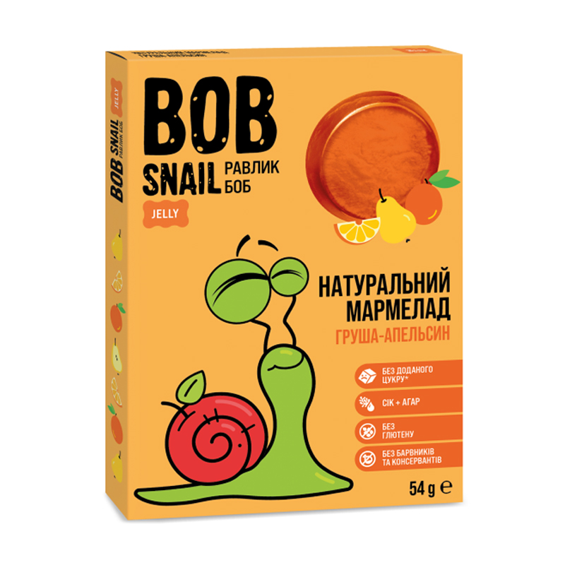 

Натуральний фруктовий мармелад Bob Snail Груша-апельсин, круглий, 54 г
