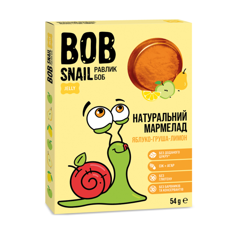 

Натуральний фруктовий мармелад Bob Snail Яблуко-груша-лимон, круглий, 54 г
