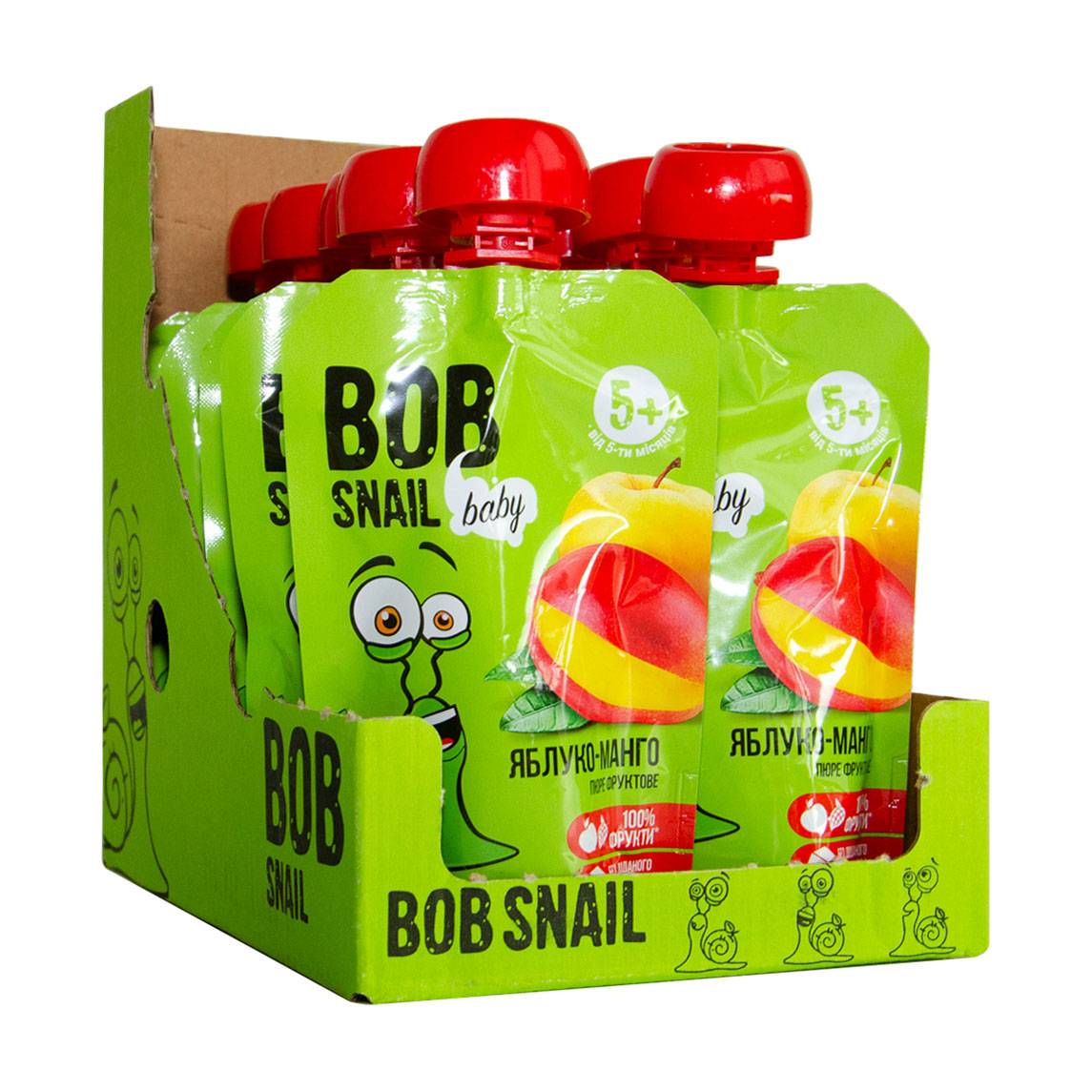 

Уцінка! Фруктове пюре Bob Snail Яблуко-манго для дітей від 5 місяців, 10*90 г