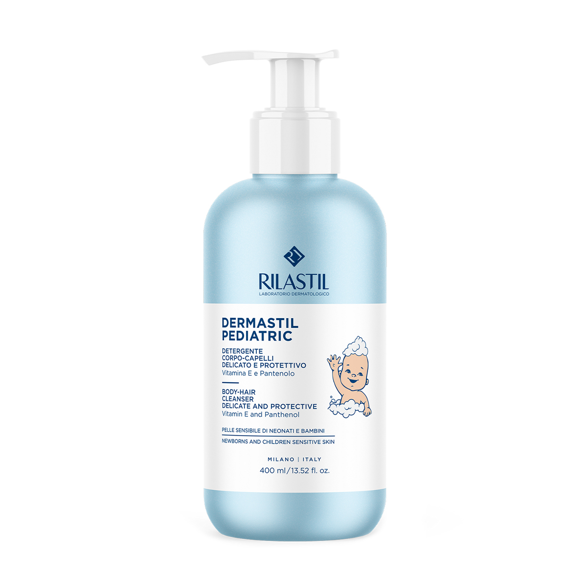 Дитячий шампунь-гель для волосся та тіла Rilastil Dermastil Pediatric Body-Hair Cleanser, 400 мл