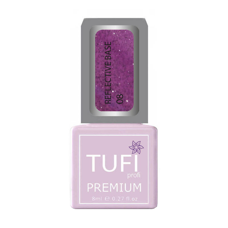 

Уцінка! Світловідбивна база для гель-лаку Tufi Profi Premium Reflective Base 08 Ожиновий пиріг, 8 мл