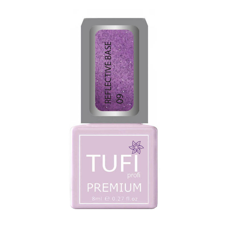 

Уцінка! Світловідбивна база для гель-лаку Tufi Profi Premium Reflective Base 09 Чорничний крем, 8 мл