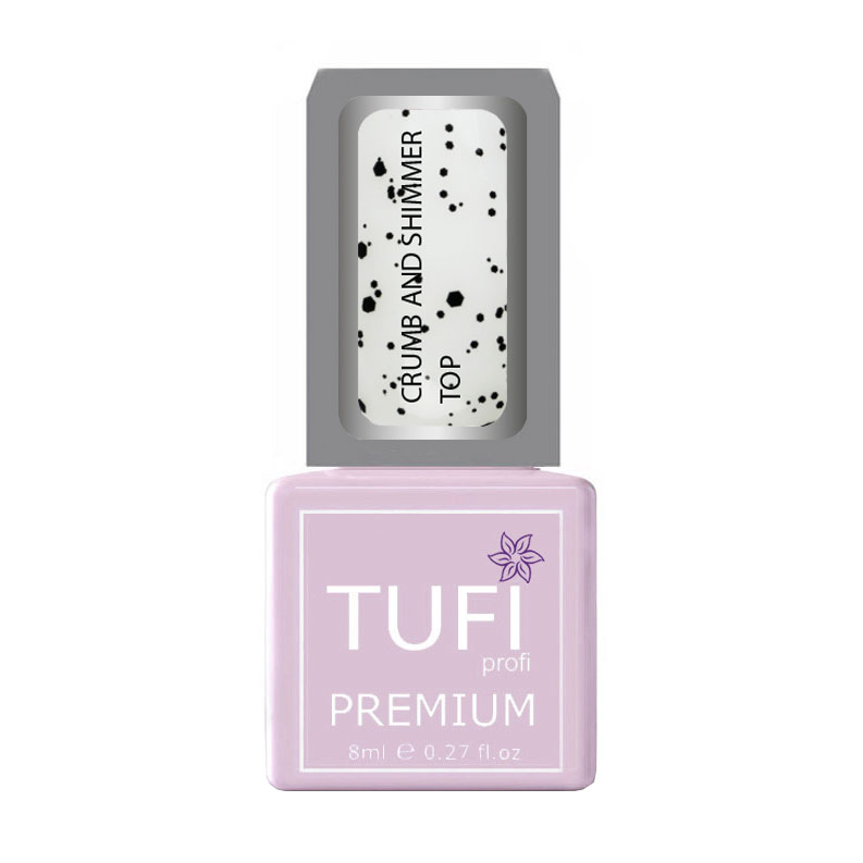 

Топ для гель-лаку Tufi profi Premium Crumb And Shimmer Top з глянцевим фінішем, шимером та дрібною крихтою, 8 мл