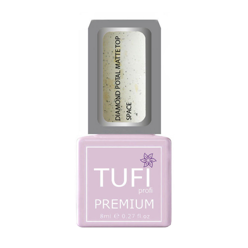 

Уцінка! Матовий топ для гель-лаку Tufi Profi Premium Diamond Potal Matte Top з поталлю та шимером, Космос, 8 мл