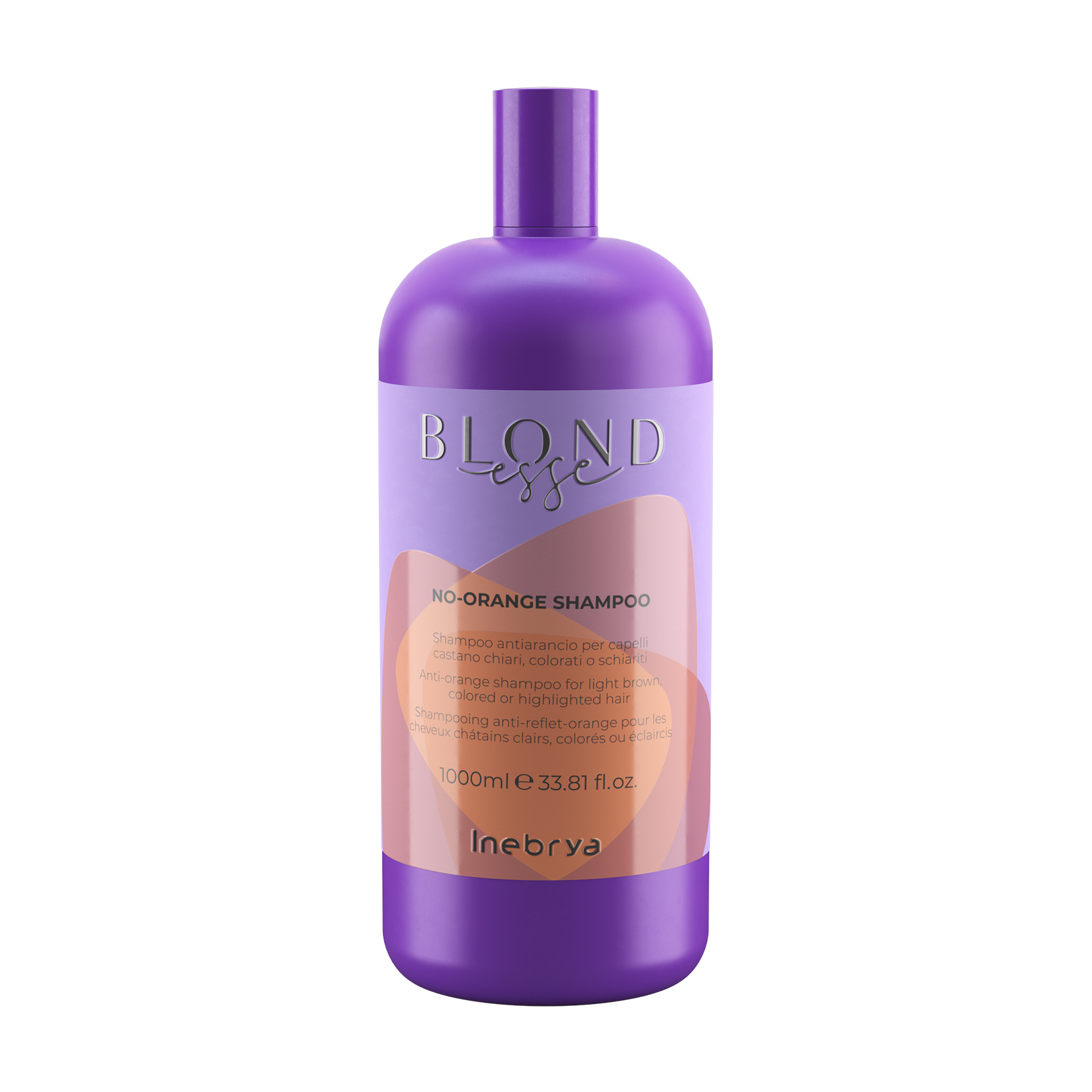

Шампунь проти помаранчевого відтінку Inebrya Blondesse No-Orange Shampoo для русявого, пофарбованого та мелірованого волосся, 1 л