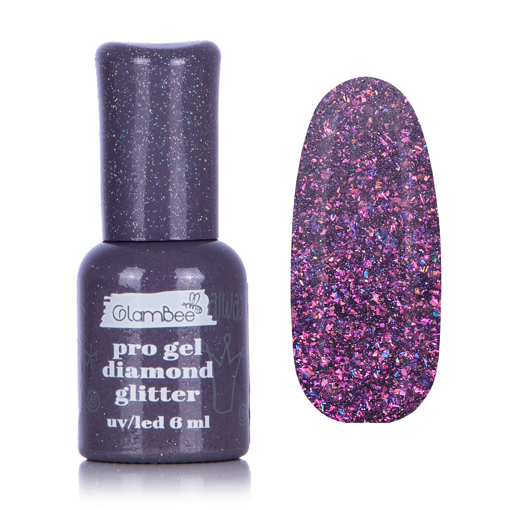 

Гель-лак для нігтів GlamBee ProGel Diamond Glitter 121, 6 мл