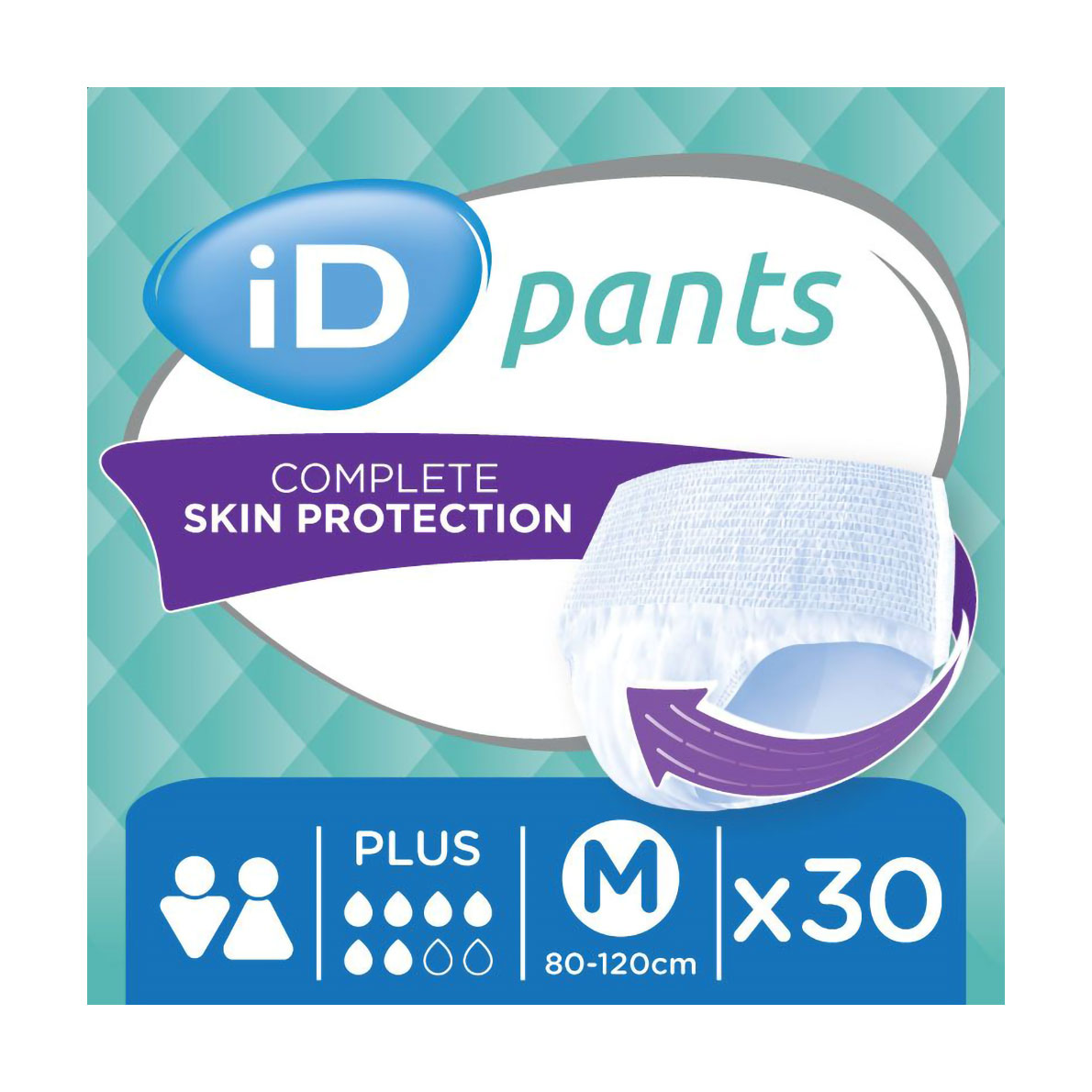 

Підгузки-труси для дорослих ID Plus Pants, розмір Medium (80-120 см), 30 шт