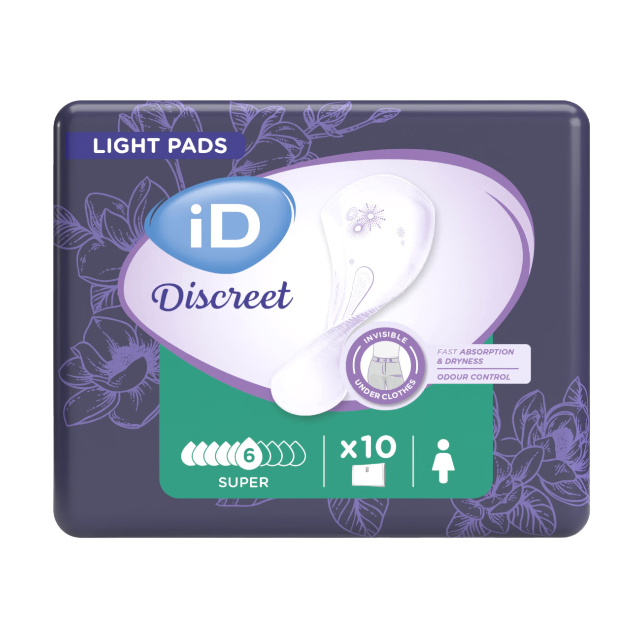 

Урологічні прокладки іD Dіscreet Light Super, 10 шт
