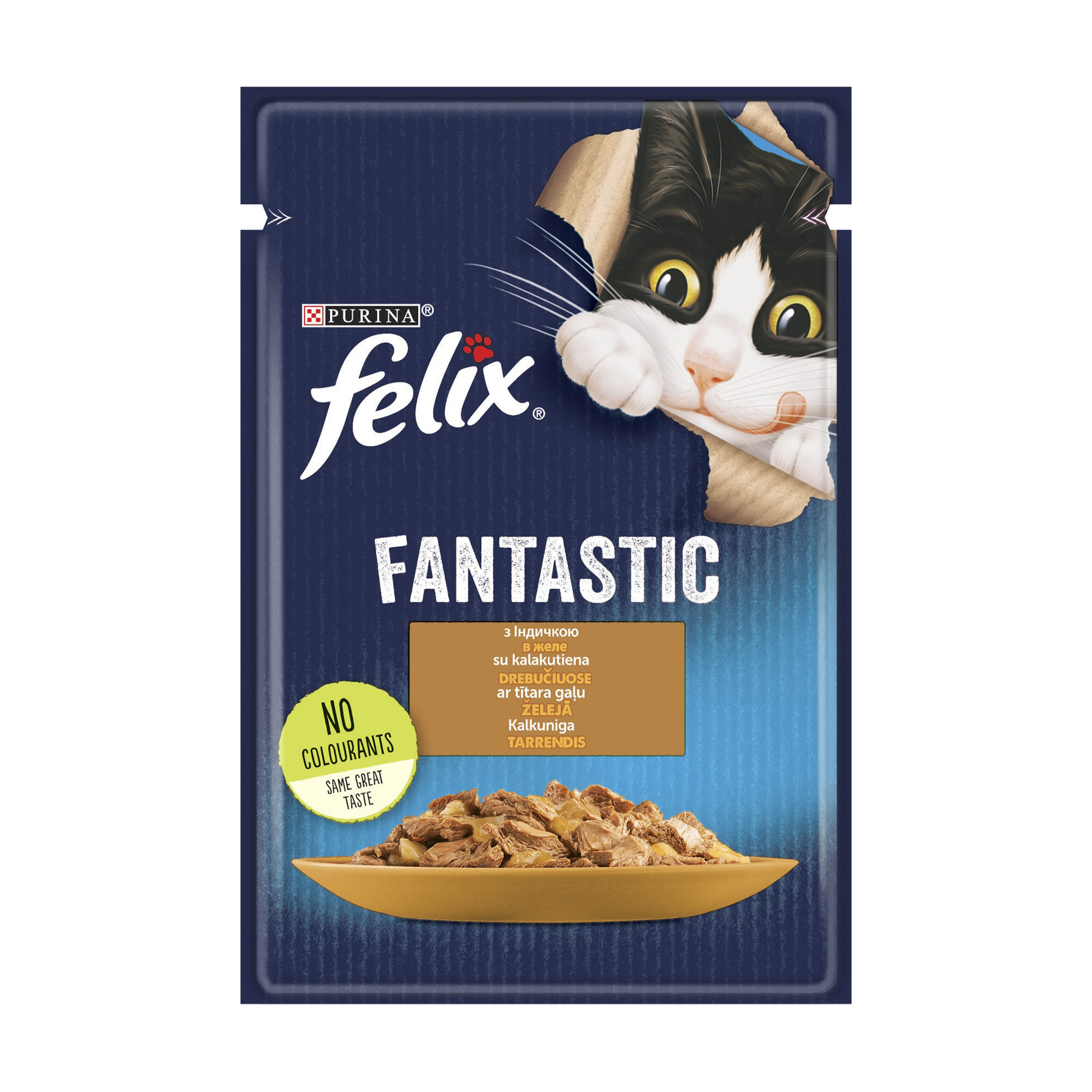 

Вологий корм для дорослих кішок Felix Fantastic з індичкою, шматочки в желе, 85 г