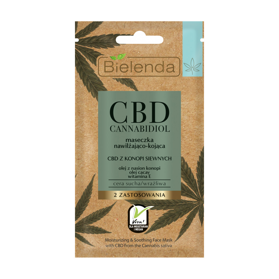 

Маска для обличчя Bielenda CBD Cannabidiol Moisturizing & Soothing Mask для сухої та чутливої шкіри, 8 г