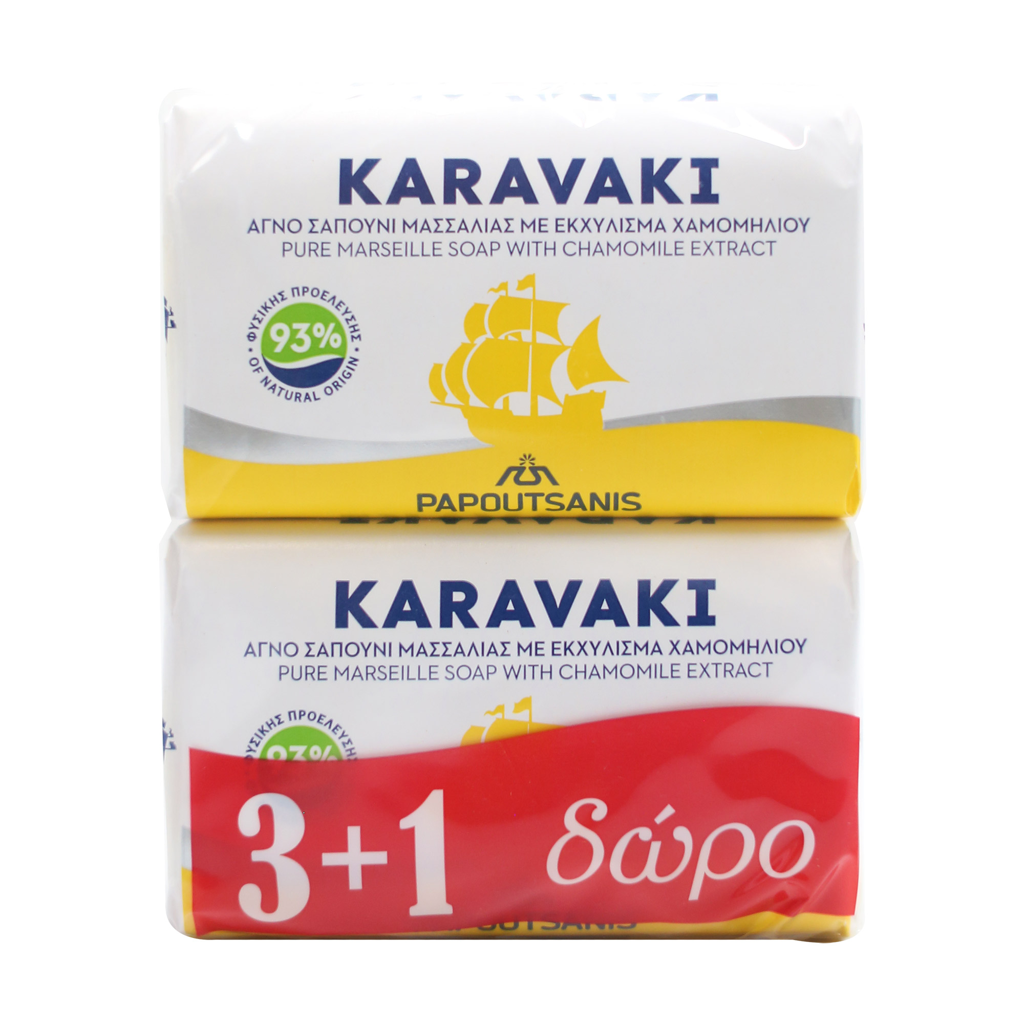 

Тверде мило Papoutsanis Karavaki Ромашка, 4*125 г