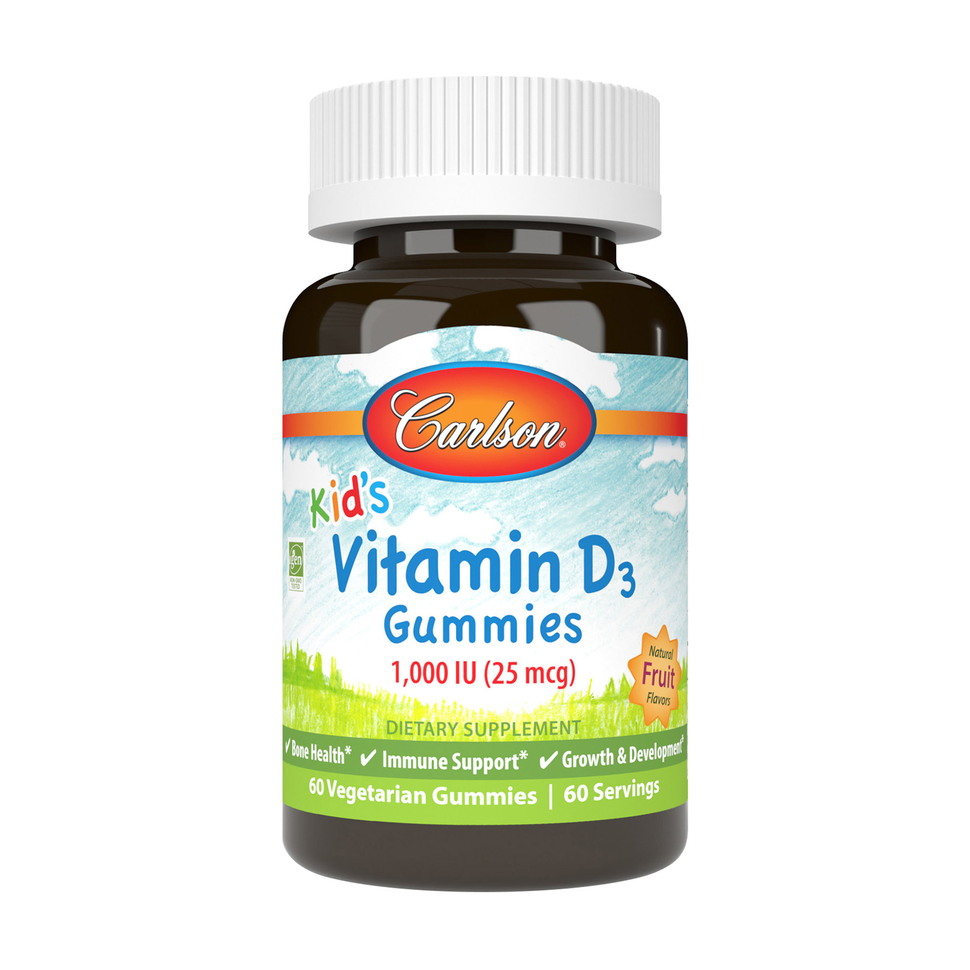 

Вітамін D3 для дітей Carlson Labs Kid's Vitamin D3, 1000 МО, 25 мкг, 60 вегетаріанських жувальних цукерок