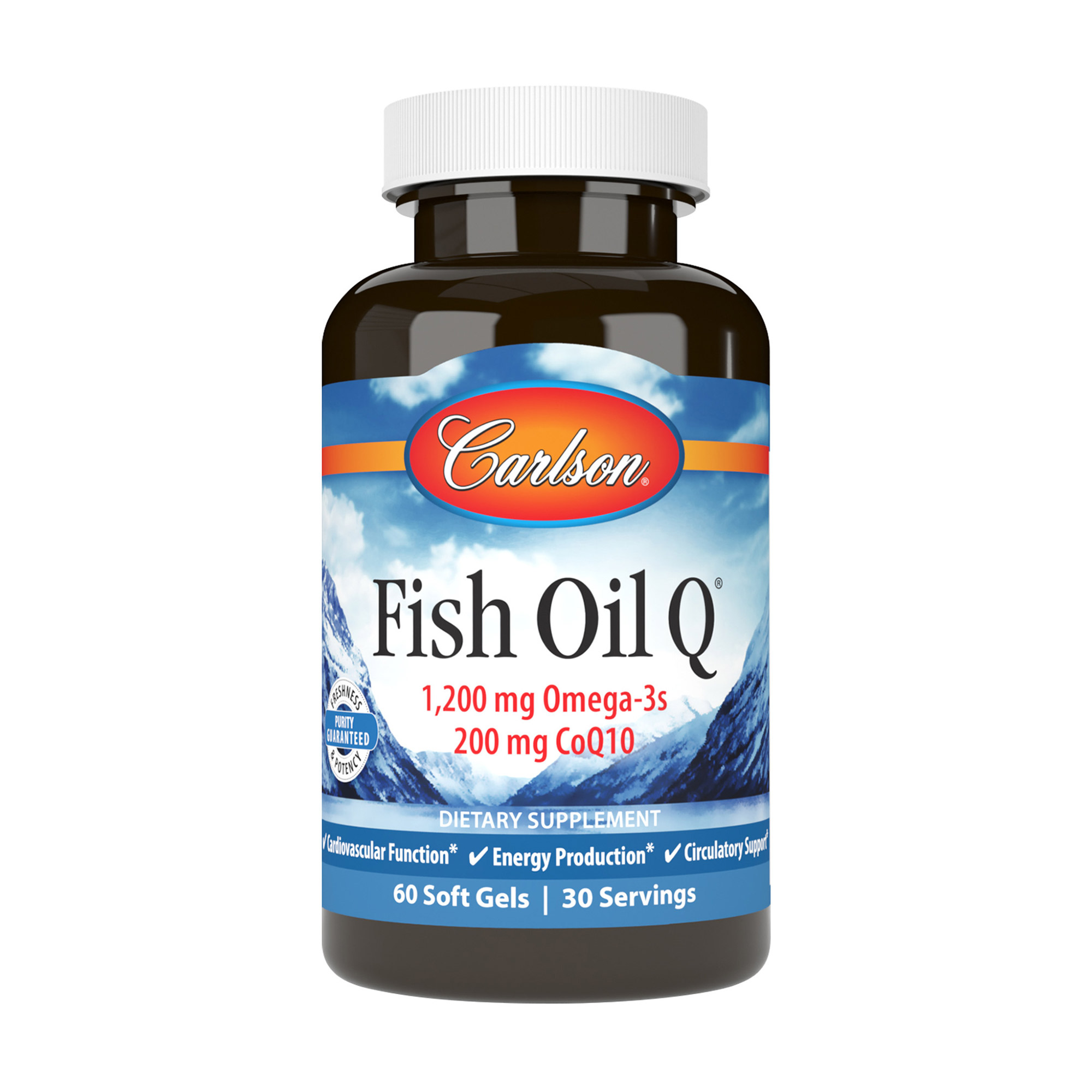 

Риб'ячий жир Омега-3 Carlson Labs Fish Oil Q 1200 мг + коензим Q10, 60 капсул
