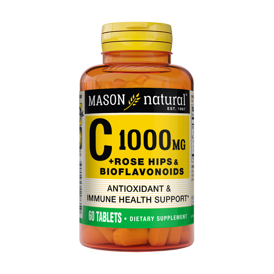 

Вітамін С Mason Natural Vitamin C Plus Rose Hips And Bioflavonoids Complex з шипшиною та біофлавоноїдами, 1000 мг, 60 таблеток