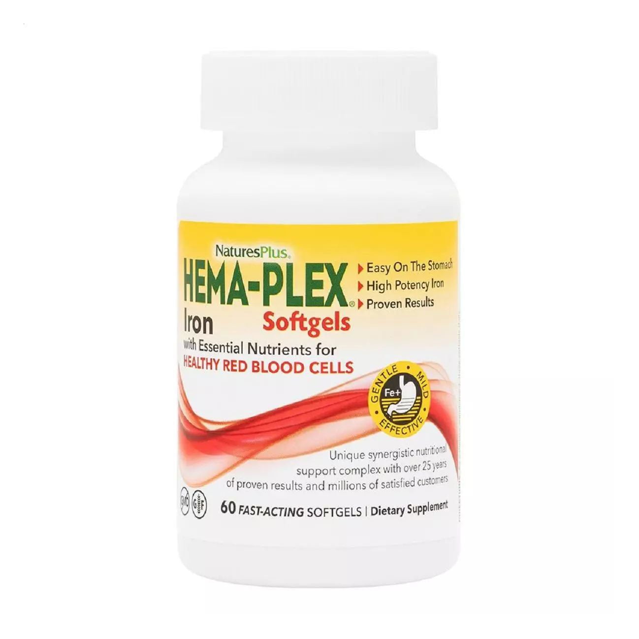 

Комплекс із залізом NaturesPlus Hema-Plex Iron, 60 м'яких желатинових капсул