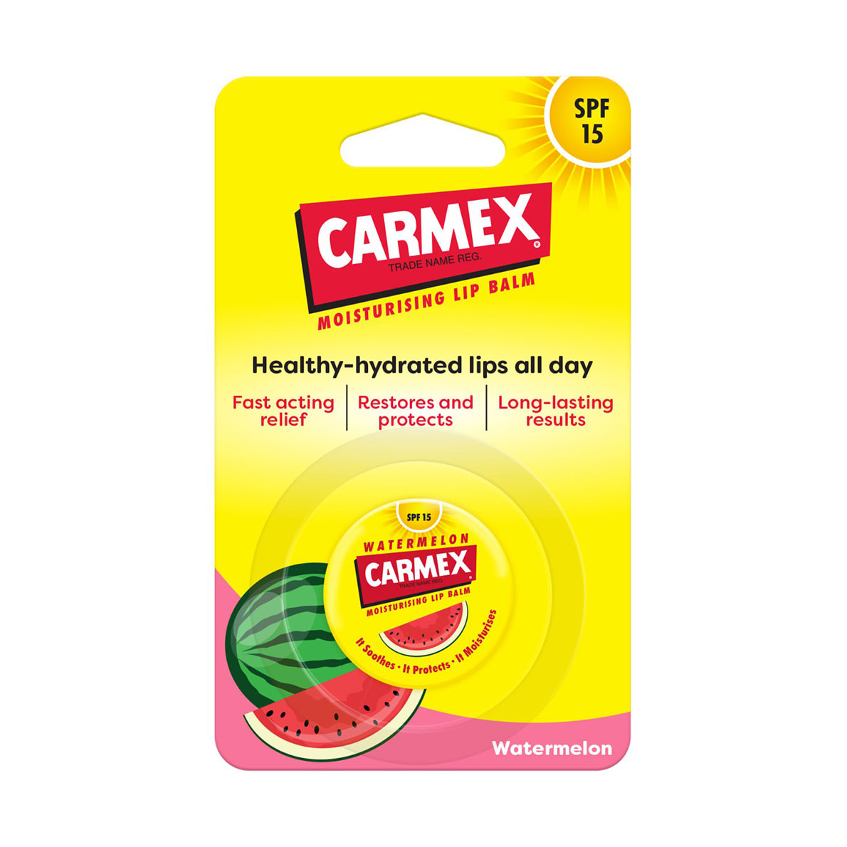 Бальзам для губ Carmex SPF 15 зі смаком кавуна, 7.5 г (банка)