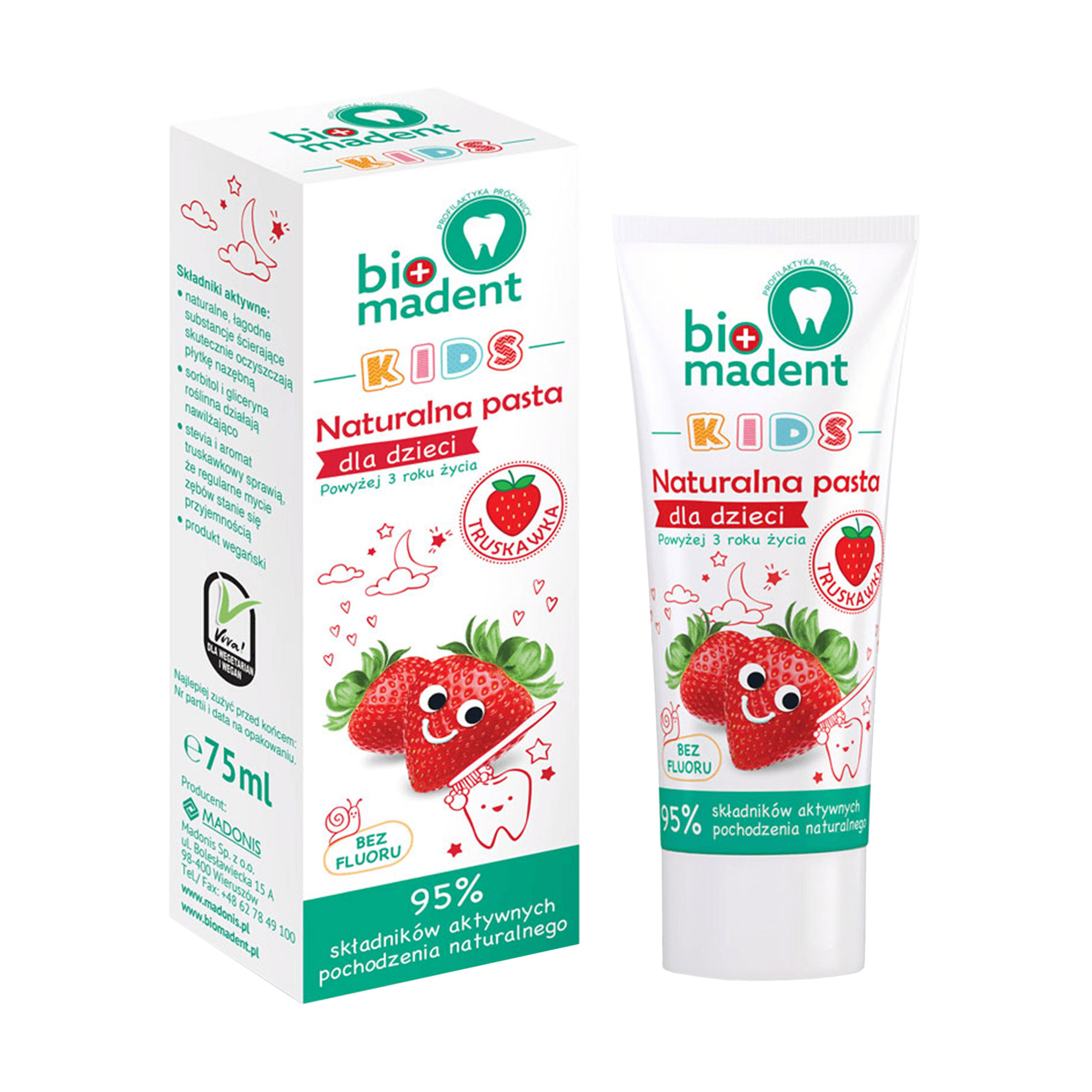 

Уцінка! Дитяча зубна паста Bio Madent Kids з полуницею, від 3 років, 75 мл